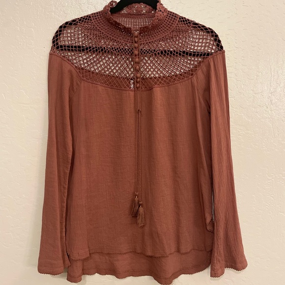 Free People On The Island Crochet Blouse Sz Small - Picture 4 of 9